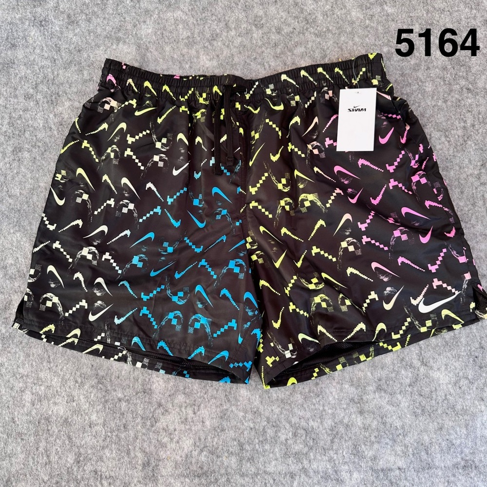 Nike Mens XXL Black Pixelated Swoosh Swim Volley Shorts NESSD516-001 NWT